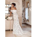 White Tulle Lace Sweep Train Patterns Boat Neck Sheath Wedding Dress